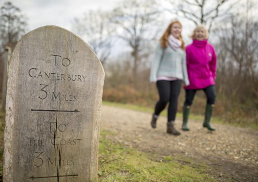 Two women walking on a public footpath