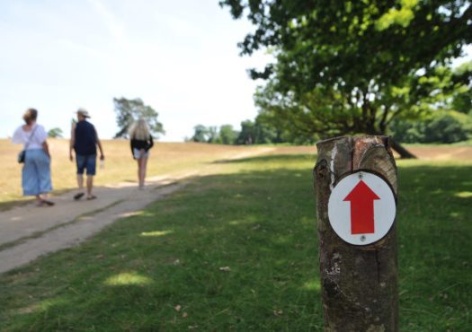 Family walking on public footpath