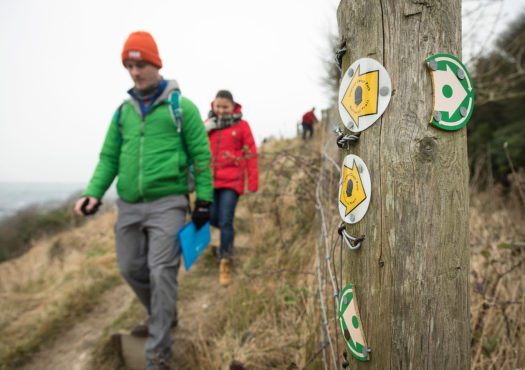 Walkers on a country footpath