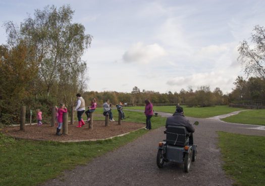 Easy access trail with a mobility scooter user