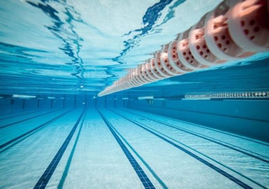 Swimming pool photo taken underwater