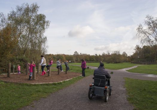 Easy access trail with a mobility scooter user