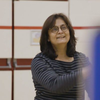 Priti playing badminton